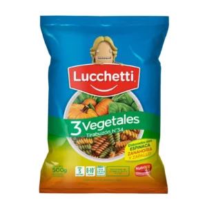 Fideos guiseros tirabuzon Lucchetti 3 vegetales